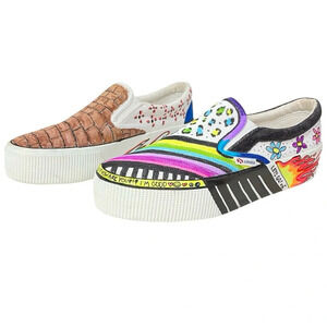 Superga Slip-On Sneakers in Rainbow Multi and Tan